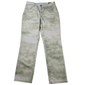 NWT chicos 0 (4) Green marbled tiedye retro ankle pants career casual comfort